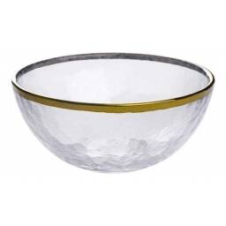 Bowl De Vidrio Borde Dorado Ensaladera Compotera 20cm