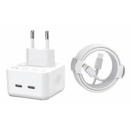 Cargador Doble Carga Rpida Usb C + 1m Iphone 50w Lighting