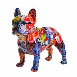 Adorno Bulldog Francs Perro de Cermica Multicolor Decorativo 16x7x15cm