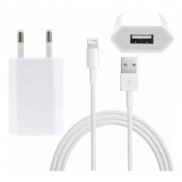 Cargador Ficha + Cable iPhone 2 Metros 5 6 7 8 X Plus Xr Xs